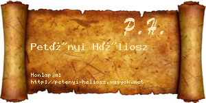 Petényi Héliosz névjegykártya